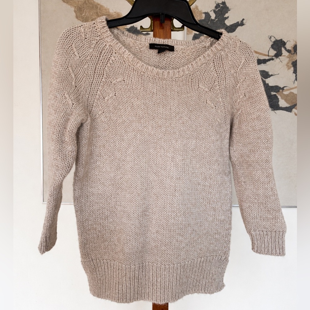 Ann Taylor Cream Scoopneck Knit Sweater